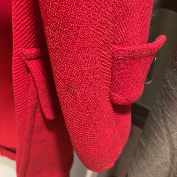 BURBERRY woman’s red wool long trench coat - Picture 12 of 16